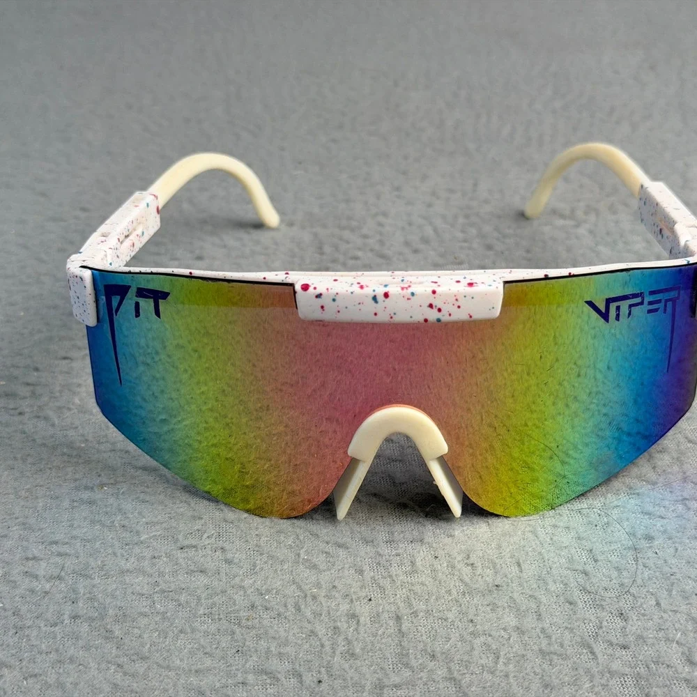 Pit Viper The Miami Nights Original 2.0 Sunglasses White Splatter Rainbow Lens